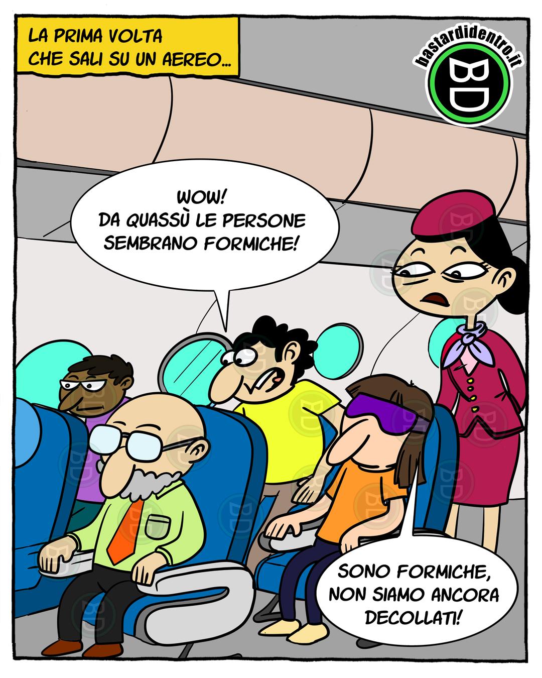 Quando sei talmente emozionato per il tuo primo volo che perdi il senso… del decollo! 